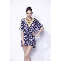 Liquorish Navy Aztec Print Summer Beachwear Kimono