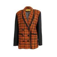 Liquorish Brown And Black Check Double Breasted Jacket
