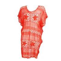 liquorish beach wear coral knitted beach wear kaftan