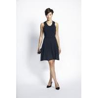 Liquorish Knitted Navy Formal Dress With Flare Skirt