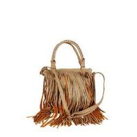 Liquorish Beige Shopper Bag With Long Fringes