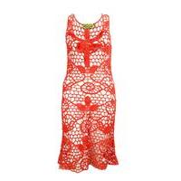 Liquorish Beach Wear Long Red Seethrough Tunic