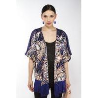 Liquorish Blue Wild Print Kimono