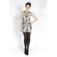 Liquorish Black And White Aztec Me Dress