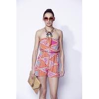 liquorish strapless aztec beachwear playsuit