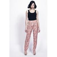 liquorish coral tiger print trousers