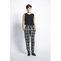 Liquorish Black And White Large Check High Waisted Tapered Trousers