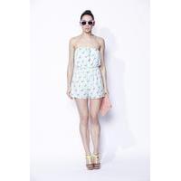 Liquorish Strapless Flamingo Print Beachwear Playsuit