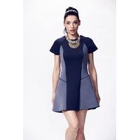 Liquorish Navy Scuba Skater Dress