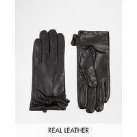 liquorish leather bow gloves