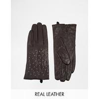 Liquorish Leather Studded Gloves