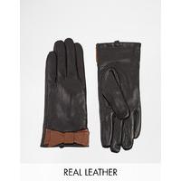 liquorish soft leather bow gloves