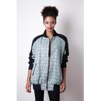 Liquorish Mint Geometric Bomber Jacket
