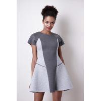 Liquorish Structured Skater Dress In Bonded Scuba