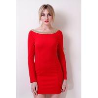 Liquorish Red Long Sleeved Panelled Dress