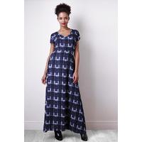 Liquorish Navy Check Maxi Dress