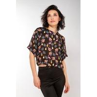 Liquorish Black Pineapple Silk Cropped Top