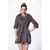 Liquorish Antique Gold Short Sleeve Belted Coat