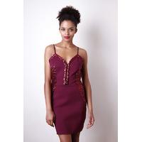 Liquorish Red Cami Dress With Sequin Panels