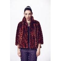 Liquorish Carmine Red Faux Fur Jacket