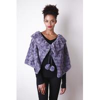 Liquorish Faux Fur Cape With Pom Pom