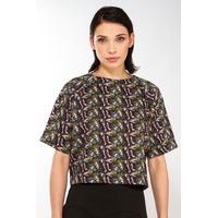 liquorish flamingo silk black cropped top