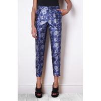 Liquorish Blue Metallic Cropped Trousers