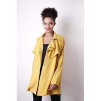 Liquorish Mustard Coat With Drapey Collar