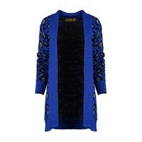 liquorish blue animal print cardigan