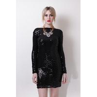 Liquorish 20's Style Black Sequined Body Con Midi Dress