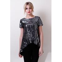 Liquorish 20's Black And Silver Sequin Top