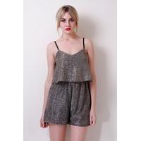 Liquorish Gold And Silver Playsuit