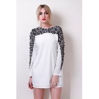 Liquorish Long Sleeved Shift Dress With Embroidered Shoulders