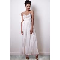 Liquorish Bead Detail Pink Maxi Dress With Tulle Skirt