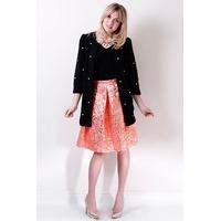 Liquorish Golden Rose Coral Midiskirt