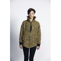 Liquorish Mustard Tweed Zip Up Coat