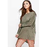 Lisa Oversize Batwing Tunic Dress - khaki