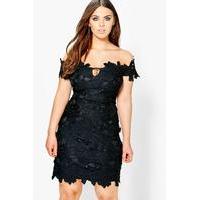 lisa bardot floral applique dress black