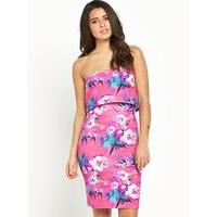 Lipsy Pink Floral Tiered Bandeau Dress