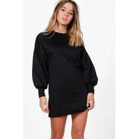 Lily Blouson Sleeve Oversized Sweat Dress - black