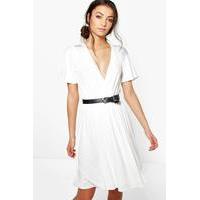 Lianne Wrap Front Jersey Dress - cream