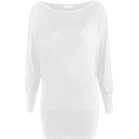 Liddy Plain Long Sleeved Batwing Top - White