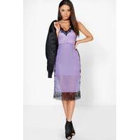 Lia Eyelash Lace Chiffon Midi Dress - violet