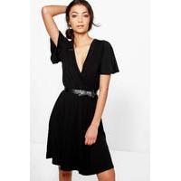 Lianne Wrap Front Jersey Dress - black