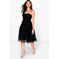 Li Lace Strappy Sweetheart Midi Dress - black