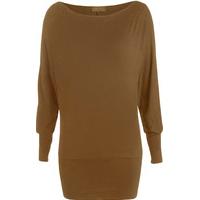 Liddy Plain Long Sleeved Batwing Top - Mocha