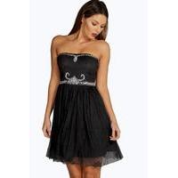 Lilly Embellished Lace Skirt Prom Dress - black