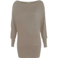 Liddy Plain Long Sleeved Batwing Top - Light Grey