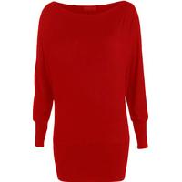 Liddy Plain Long Sleeved Batwing Top - Red