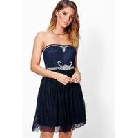 Lilly Embellished Lace Skirt Prom Dress - navy